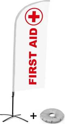 Produktbild von Showdown Displays Beachflag - Komplett-Set - Erste Hilfe - Englisch - Kreuzständer - Alu