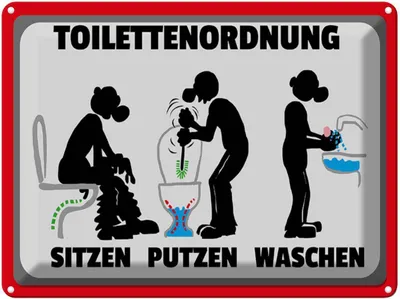 Produktbild von vianmo Blechschild 30x40 cm Toilettenordnung sitzen putzen Spruch Zitat