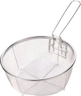 Produktbild von Frittierkorb aus Edelstahl mit Griff, runder Frittierkorb für die Küche, für Pommes Frites, Zwiebelringe, gebratenes Hähnchen