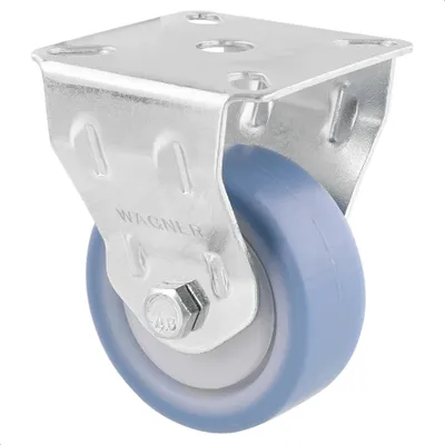 Image de Roulette fixe de meuble WAGNER Soft DELUXE - Ø 50 mm, acier galvanisé, bleu / blanc, plaque à visser, charge admissible 50 kg - 23775101