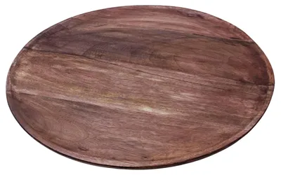 Produktbild von Walnussholz Deko Tablett natur rund - 38 cm - Massivholz Servierteller glatt geschliffen - Dekoteller Holzteller Kerzenteller