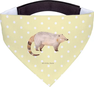 Produktbild von Mr. & Mrs. Panda Hund Halstuch Nasenbär - Gelb Pastell - Geschenk, Bär, Tuch, Lustige Sprüche, Rüsselbär, Für Hunde, Hundehalstuch, Nasenbären