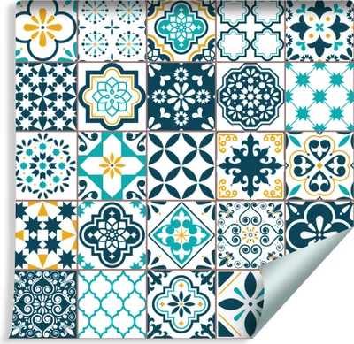 Obrázok produktu pre 10m VLIES WALLPAPER rolka tyrkysová mozaika ilúzia abstraktné XXL