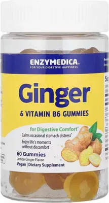 Obrázek produktu pro Enzymedica Ginger & Vitamin B6 gummies, Zázvor s vitamínem B6, 60 žvýkaček