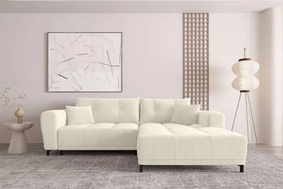 Produktbild von 99rooms Massimo Ecksofa Cordstoff POSO Creme mit Schlaffunktion Rechts