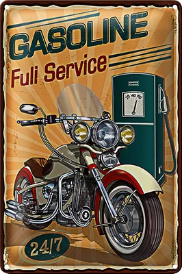 Produktbild von Blechschild Retro 18x12cm Gasoline fuli service 24/7