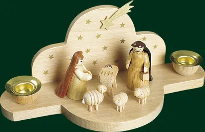 Produktbild von Kerzenhalter Christi Geburt natur Höhe= 8cm NEU