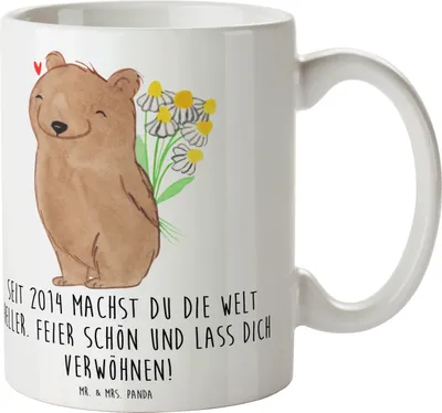 Produktbild von Mr. & Mrs. Panda Motivtasse 2014 Geburtstag - Weiß - Geschenk, Tasse, Glückwunsch, Keramiktasse, Kaffeetasse, Happy Birthday, Jahrgangsparty, Geburtstagsfeier, Pott