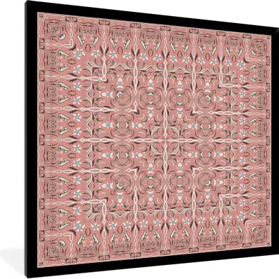 Produktbild von MuchoWow® Gerahmtes Poster Muster - Teppiche - Rosa 40x40 cm - Poster mit Schwarzem Bilderrahmen Wandposter Rahmen Foto Bilder - Mit Rahmen - Wanddekoration Schlafzimmer