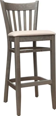 Produktbild von Barhocker Hocker Tresenhocker, Holz Buche Massivholz grau-natur Polster Kunstleder creme H-65 Fertig montiert. Belastbarkeit 150 kg *TB002