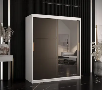 Produktbild von Kleiderschrank RAISA 2 – Breite 150 cm, weiß / schwarz
