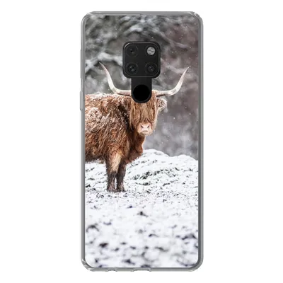Produktbild von MuchoWow® Handyhülle Schutzhülle Hülle für Huawei P40 Lite Schottischer Highlander - Baum - Schnee Silikon Softcase Handy Hülle - Handy