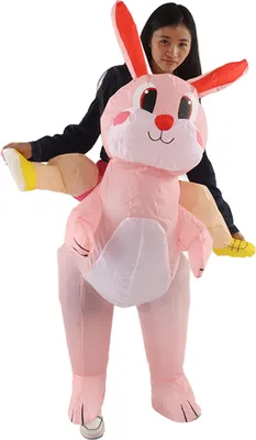 Imagen del producto de Disfraces inflables de conejo de Pascua, diseño adorable y festivo, conejos hinchables para niños y niñas, ideales como regalo de cumpleaños, de 120-140 cm (47,2-55,1 pulgadas)