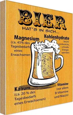 Produktbild von vianmo Holzschild 18x12 cm Alkohol Bier hat's in sich Vitamine