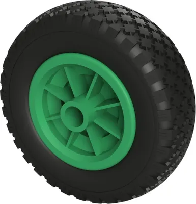 Produktbild von 1 x PolyurethanRad Ø 200 mm 2.50-4 Gleitlager Rolle Sliprolle Sliprad PANNENSICHER, schwarz/grün