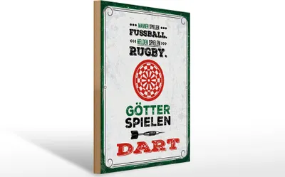Produktbild von Holzschild  Männer Fußball Helden Rugby Götter Dart, 40x30 cm, Holzschilder Spruch Sport Hobby