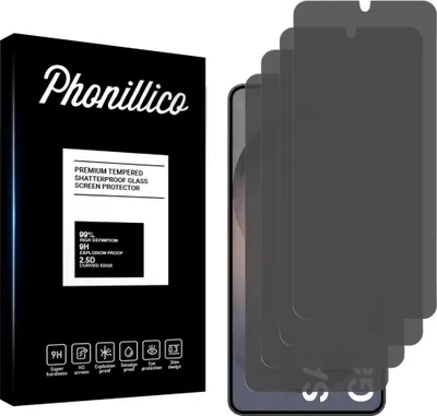 Produktbild von Hartglas Anti-Spy für Samsung Galaxy S26 [4 Stück] Schwarze Displayschutzfolie Screen Protector Film Privacy Anti-Kratzer Glas Resistant Phonillico®
