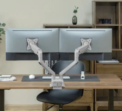 Produktbild von Brateck Monitorhalter LDT62-C024 zwei Arme nebeneinander Gasdruckfeder