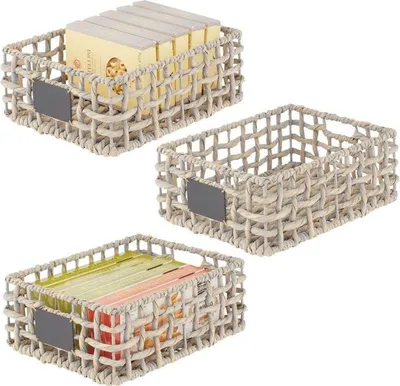 Produktbild von mDesign Aufbewahrung Flechtkorb Schrankkorb Regalbox Organizer 3er Set Grau
