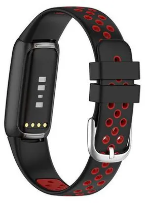 Produktbild von By Qubix passend für Fitbit Luxe - Silikon-Sportarmband - Größe: Large - Schwarz + Rot
