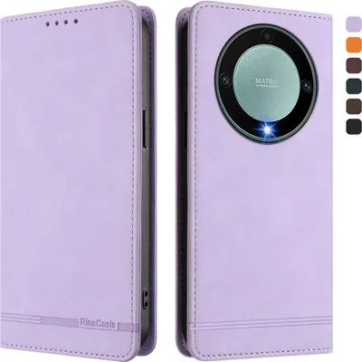 Produktbild von Hülle für Honor X9A/Magic5 Lite, Retro Kunstleder Ständer Klapphülle mit Kartenfächer und Magnetische Violett