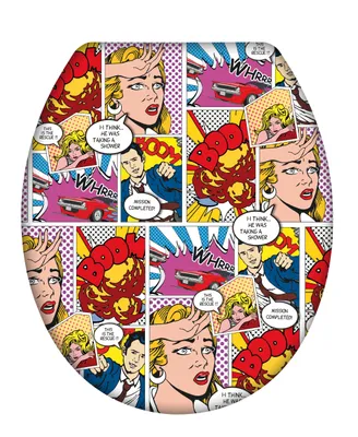 Image de WENKO SIÈGE WC Pop-Art Abaissement automatique Couvercle WC Lunettes Duroplast Comic