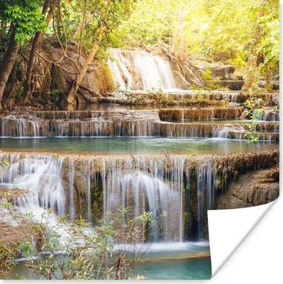Produktbild von MuchoWow® Poster Sonne - Wasserfall - Landschaft 100x100 cm - Babyzimmer