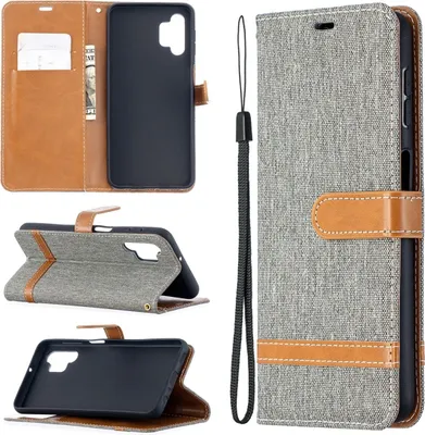 Zdjęcie produktu dla Pokrowiec König Design kompatybilny z Samsung Galaxy A32 5G - skórzane etui na telefon komórkowy w kolorze szarym