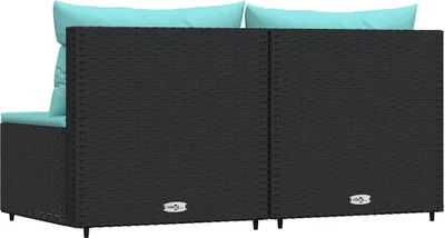 Obrázek produktu pro vidaXL Zahradní centrum Pohovky s polštáři 2 ks Black Poly Rattan