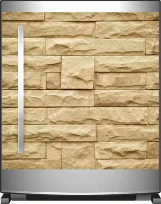 Produktbild von Wallario Sticker / Aufkleber für Kühlschrank / Geschirrspüler / Küchenschränke, selbstklebende Folie - 60 x 60 cm, Motiv: Steinwand gelb