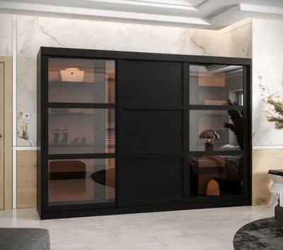 Produktbild von Kleiderschrank KATIE 2 - 250 cm, schwarz / schwarz