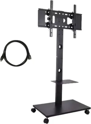 Image de Support TV réglable au sol Vaylen 32-65" - Avec roulettes & tablette - Réglable en hauteur - Noir