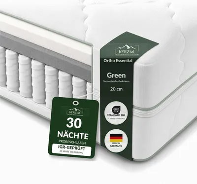 Produktbild von hERZtal Ortho Essential Green Taschenfederkernmatratze 140x200 cm, 20 cm