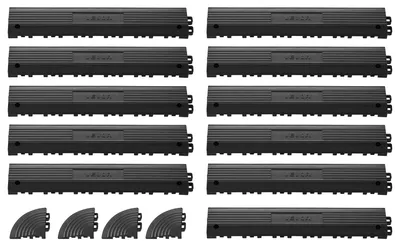 Immagine prodotto di VEVOR 11 pezzi. Elemento di raccordo per pavimentazione da garage, rampa di accesso 31 x 6 cm per piastrelle a incastro, rampa in PP con 4 angolari antiscivolo per pavimentazione da officina e da garage con piastrelle a incastro, SOLO per tappetini drenanti VEVOR