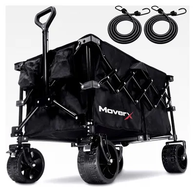 Produktbild von 120L Faltwagen mit Rädern für Camping, Strand, Garten und Einkaufen, Schwarz