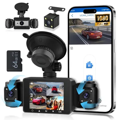 Imagen del producto de Cámara para el tablero de coche, 4 canales, 1080p - Visión de 360° - Visión nocturna - Sensor G