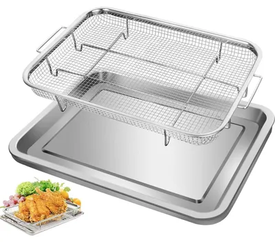 Obrázok produktu pre Nerezový plech na pečenie s odvodiacim roštom a nepriľnavým povrchom, rozmer 39,2 x 29,3 x 5,5 cm