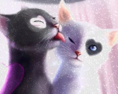 Produktbild von Diamantstickerei Katzenherz 35x45 cm