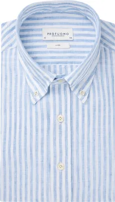 Produktbild von Profuomo Hemd hellblau Leinen gestreift Slim Fit