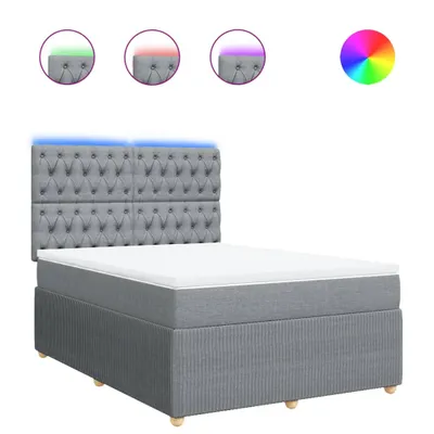Imagen del producto de Cama con somier y colchón de la marca vidaXL, color gris claro, dimensiones 140x190 cm, tapizada en tela
