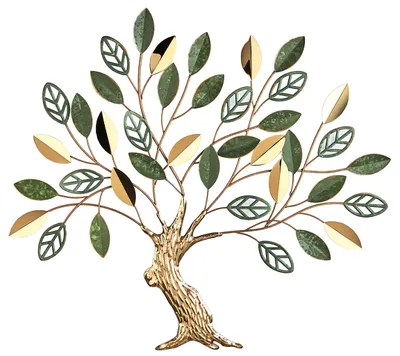 Produktbild von Kobolo Metallbild 3D - TWIGS - aus Metall in gold und grün | Wanddeko modern Wohndekoration Wandschmuck Wohnzimmer Dekobild