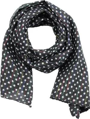 Produktbild von Baumwollschal - Sterne 0,7 cm schwarz - weiß Lurex mehrfarbig - Rechteckiger Schal