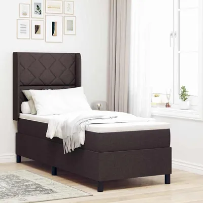Obrázok produktu pre Maison Exclusive – LED boxspringová posteľ s čelom, tmavohnedá, 90 x 190 cm, látka