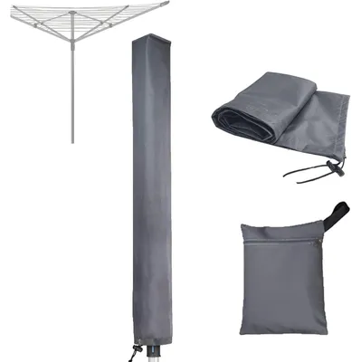 Productafbeelding van Waslijnhoes, waterdicht, met rits, 16x16x180 cm, grijs, Oxford-stof