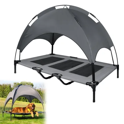 Image de LARS360 Lit pour chien avec baldaquin Lit pour animal de compagnie Protection solaire Toit Lit surélevé pour chien Canapé pour chien Respirant Résistant aux intempéries pour Intérieur & Extérieur-L XL 122x92x102cm
