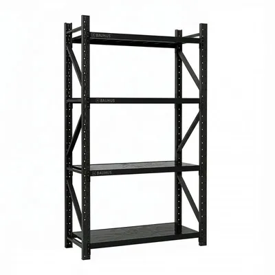 Zdjęcie produktu dla Bauhus Regał Przemysłowy Magazynowy Czarny 250x150x60 cm 1200 kg 4 Półki do Warsztatu