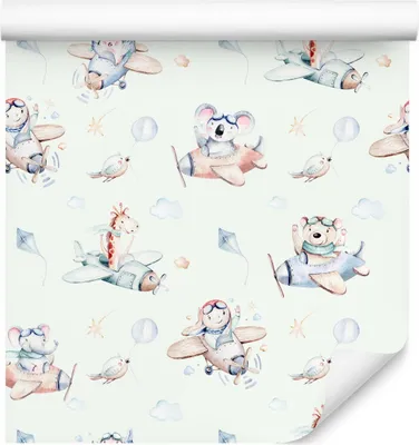 Obrázok produktu pre 10m VLIES WALLPAPER rolka škôlka lietadlá hrať zábava XXL