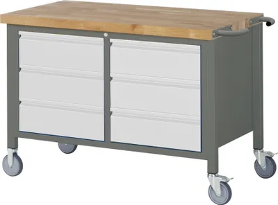 Produktbild von STIER Fahrbare Werkbank Premium mit 6 Schubladen BxTxH 1250x700x880 mm