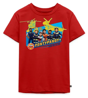 Produktbild von Spreadshirt Feuerwehrmann Sam™ Pontypandy Air Rescue Kinder Premium T-Shirt, 110/116 (4 Jahre), Rot