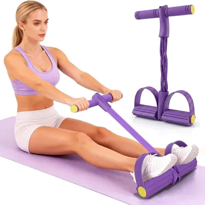 Produktbild von Bauchtrainer elastisch, 6 Schläuche, Widerstandsband für Zuhause, für Bauch und Beine